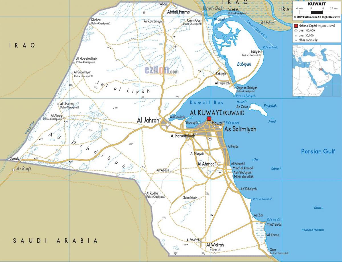 kuveitas miesto žemėlapis keliai