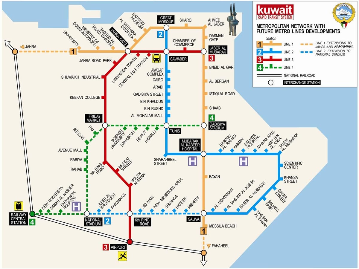 žemėlapis kuveitas metro