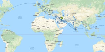 Kuveitas airways 777 sėdynės žemėlapyje